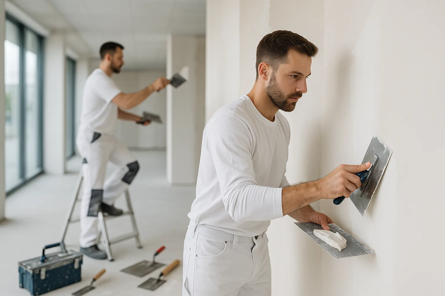 Artisans de Daniel-Lux au travail sur un chantier de rénovation au Luxembourg